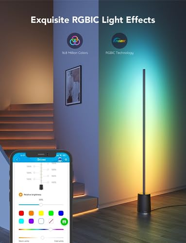Modern Smart RGBIC Corner Lamp, DIY Mode, Smart Remote Control