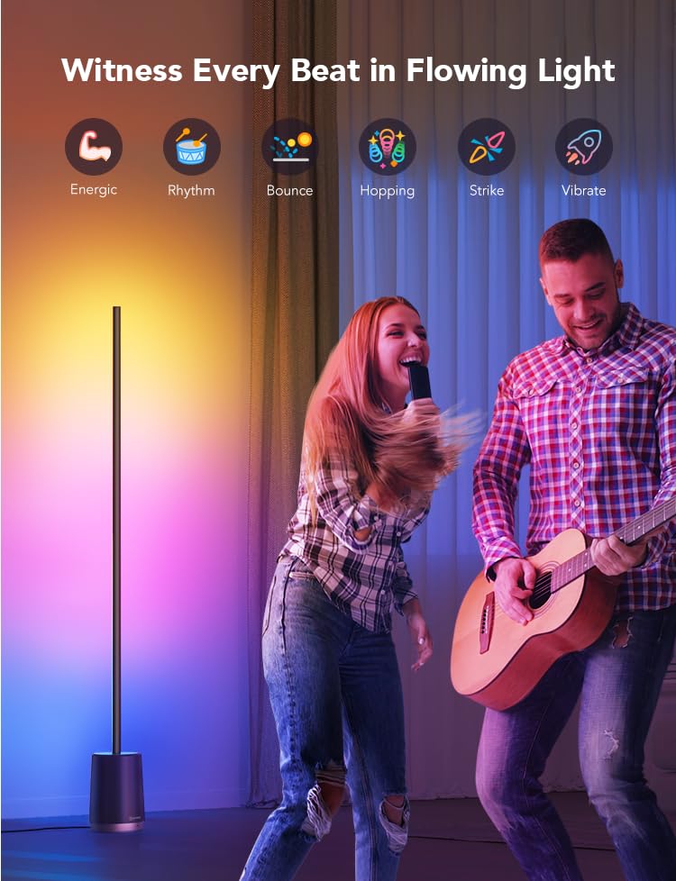 Modern Smart RGBIC Corner Lamp, DIY Mode, Smart Remote Control