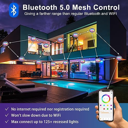 Smart LED Recessed Ceiling Light with RGB Dimmable