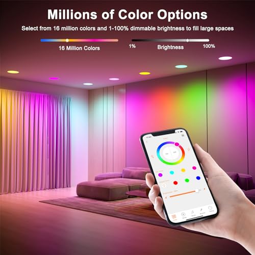 Smart LED Recessed Ceiling Light with RGB Dimmable