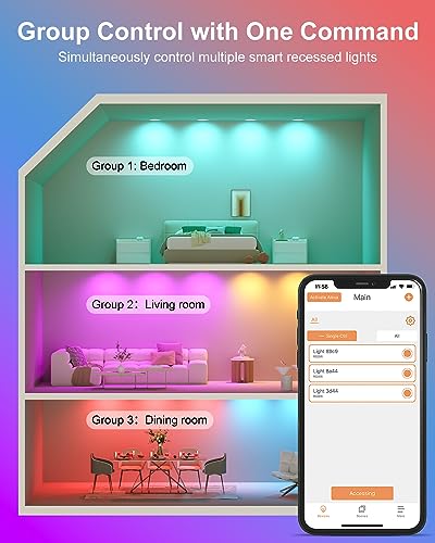 Smart LED Recessed Ceiling Light with RGB Dimmable