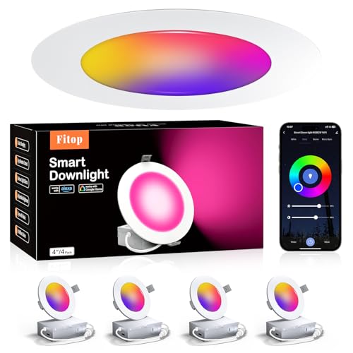 Fitop 4 Pack Smart Recessed Lighting Fixtures with Junction Box