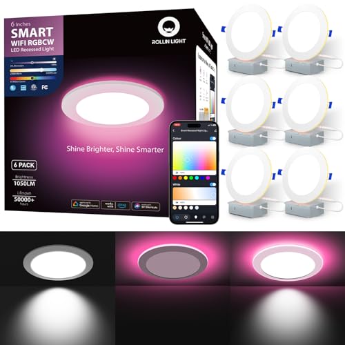 Smart RGB Color Changing Recessed Lights - 6 Pack