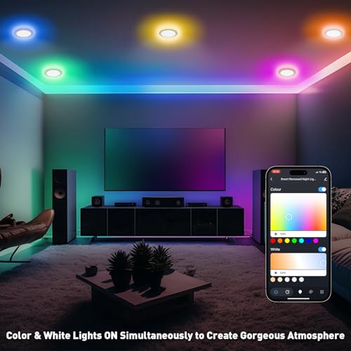Smart RGB Color Changing Recessed Lights - 6 Pack