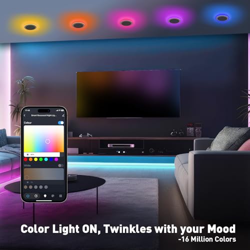 Smart RGB Color Changing Recessed Lights - 6 Pack