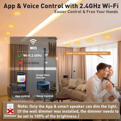 Smart RGB Color Changing Recessed Lights - 6 Pack