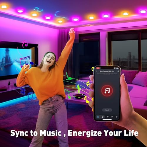 Smart RGB Color Changing Recessed Lights - 6 Pack