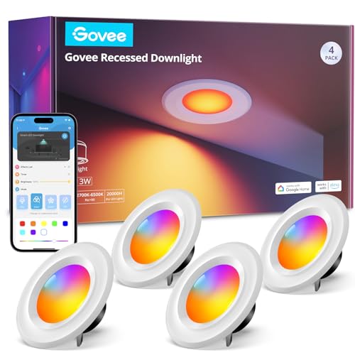 Smart Wi-Fi Bluetooth 6" Recessed Lights, RGBWW, 4 Pack