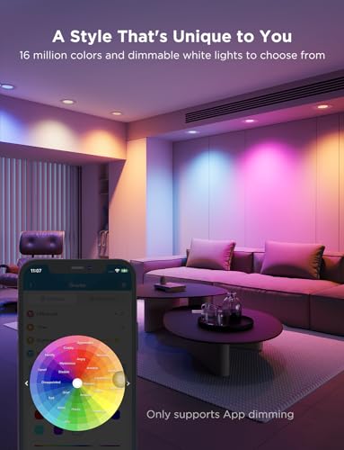 Smart Wi-Fi Bluetooth 6" Recessed Lights, RGBWW, 4 Pack