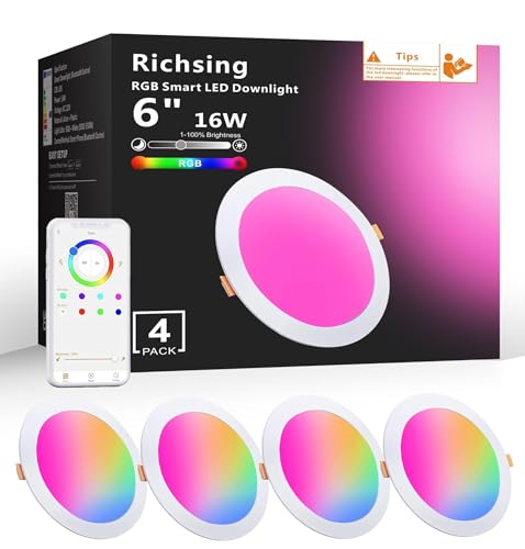 Smart 6" RGBW Dimmable Recessed Lights with APP