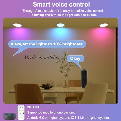 Smart 6" RGBW Dimmable Recessed Lights with APP