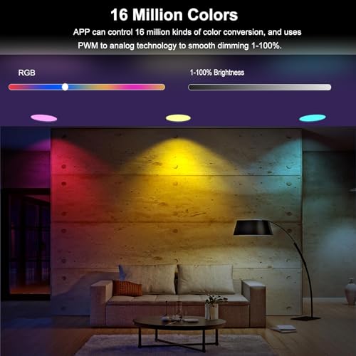 Smart 6" RGBW Dimmable Recessed Lights with APP