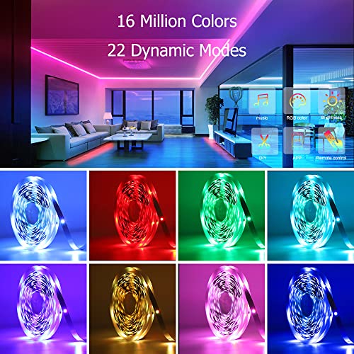 Colorful 50ft LED Lights for Bedroom, Smart Control