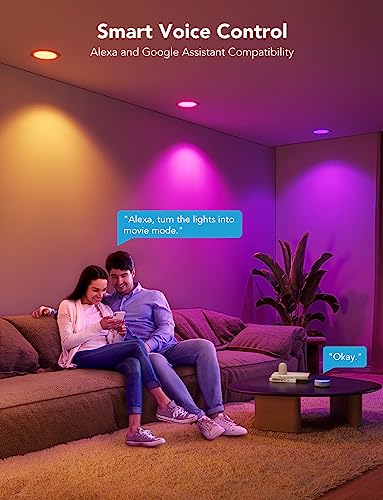 Smart RGBWW LED Downlights, Work with Alexa & Google