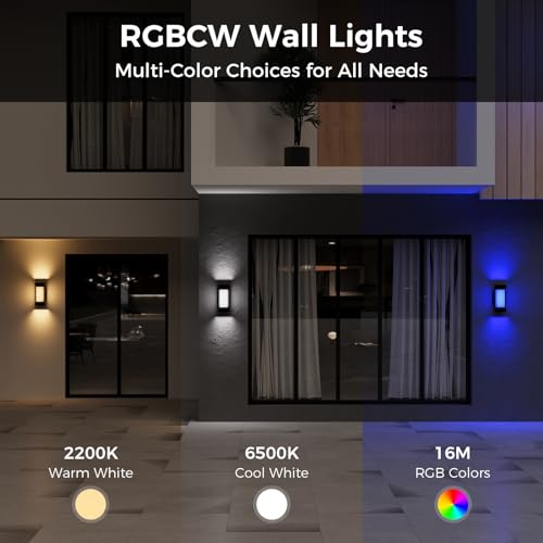 Smart RGBCW Outdoor Wall Lights with Alexa Control