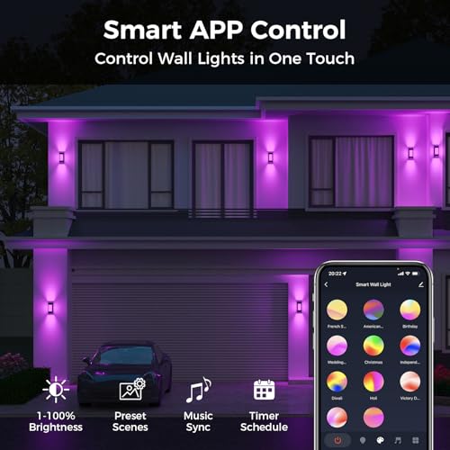 Smart RGBCW Outdoor Wall Lights with Alexa Control