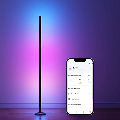 GonHui Smart LED Corner Floor Lamp, Color-Changing Ambiance
