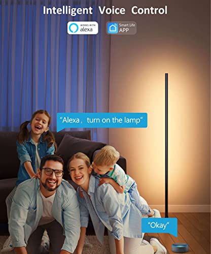 GonHui Smart LED Corner Floor Lamp, Color-Changing Ambiance