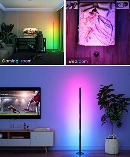 GonHui Smart LED Corner Floor Lamp, Color-Changing Ambiance