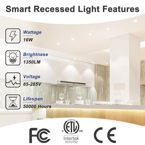 ChangM 8-Pack Smart LED Recessed Lighting, Alexa Compatible