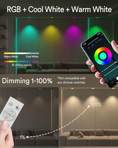Ligency Smart 6" Recessed Lighting: Alexa Compatible RGBCW