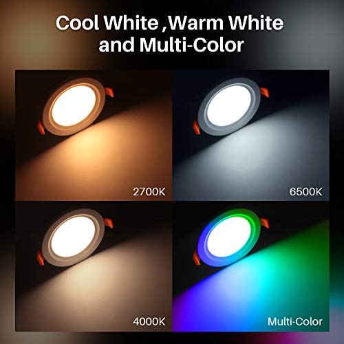 Peteme Smart RGBW Recessed Lights, 4 Inch, 12 Pack