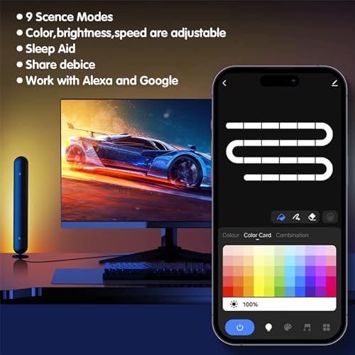 Color-changing Smart LED Light Bars with Music Sync & Voice Control