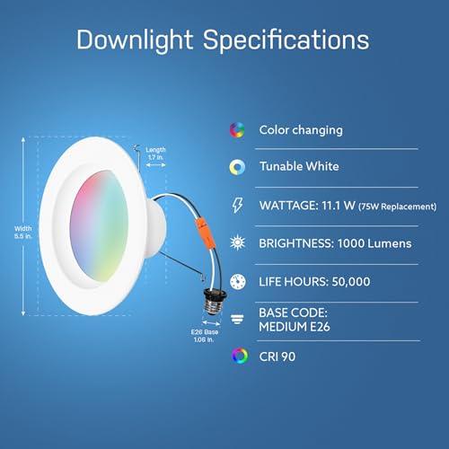Smart LED Downlight: Works with Alexa or Google Assistant