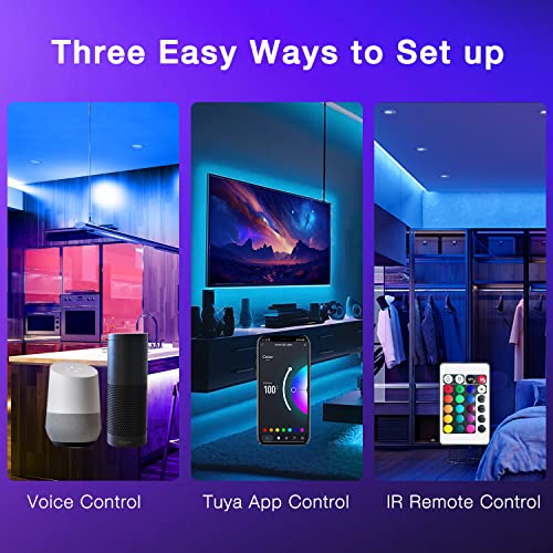 100ft Smart WiFi LED Strip Lights, App Controlled