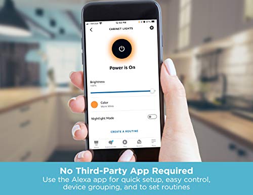 BLACK+DECKER Works with Alexa Smart Under Cabinet Lighting Kit, Adjustable LEDs, (6) 9" Bars, White,A Certified for Humans Device