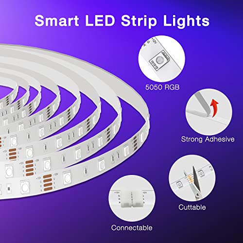 100ft Smart WiFi LED Strip Lights, App Controlled