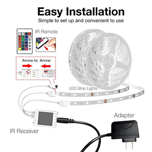 100ft Smart WiFi LED Strip Lights, App Controlled
