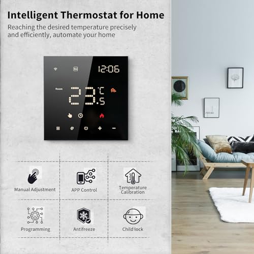 Smart Thermostat with Glass Touch Panel, Multi-Room Function