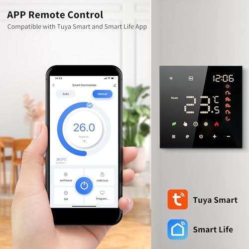 Smart Thermostat with Glass Touch Panel, Multi-Room Function