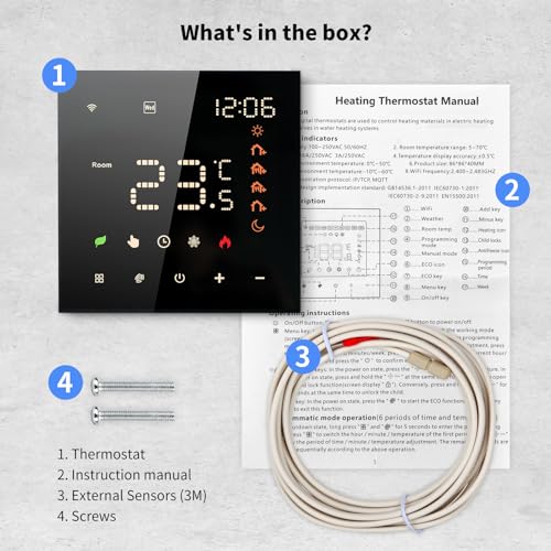 Smart Thermostat with Glass Touch Panel, Multi-Room Function