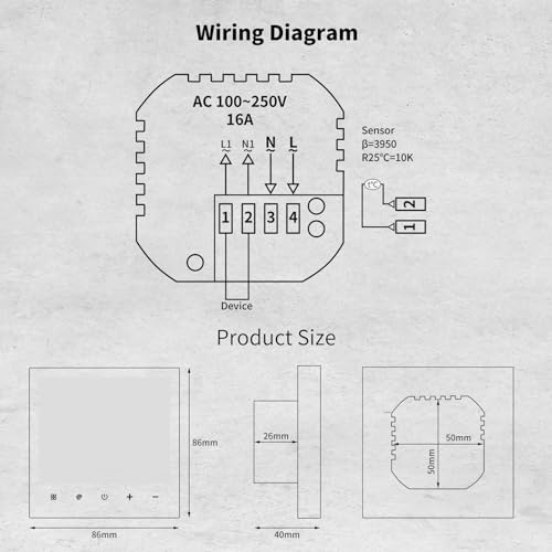 Smart Thermostat with Glass Touch Panel, Multi-Room Function