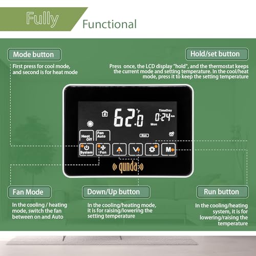 WiFi Touch-Screen Programable Thermostat for HVAC Systems