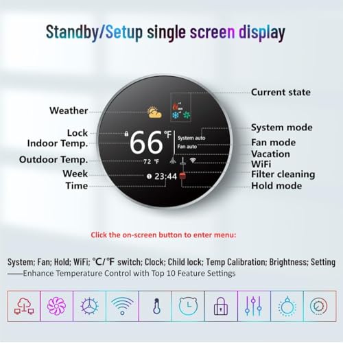 WiFi Smart Thermostat for Heat Pump, Compatible with Alexa