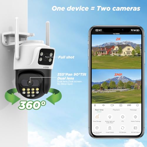 ENSTER Dual Lens 6MP Outdoor Security Camera AI