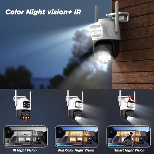 ENSTER Dual Lens 6MP Outdoor Security Camera AI