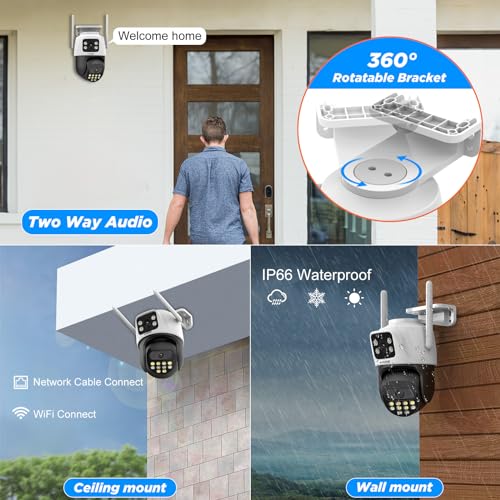 ENSTER Dual Lens 6MP Outdoor Security Camera AI