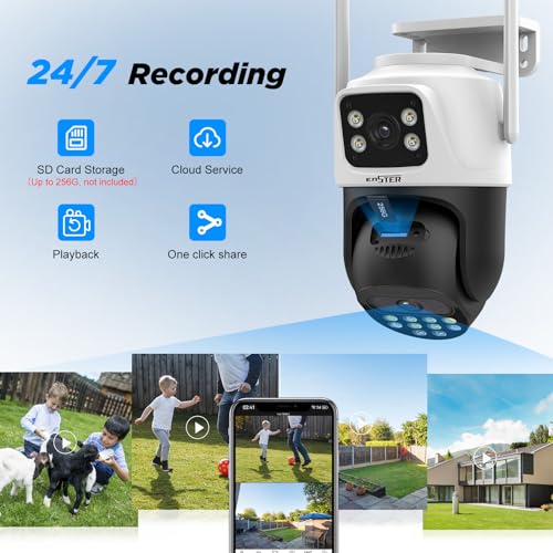 ENSTER Dual Lens 6MP Outdoor Security Camera AI