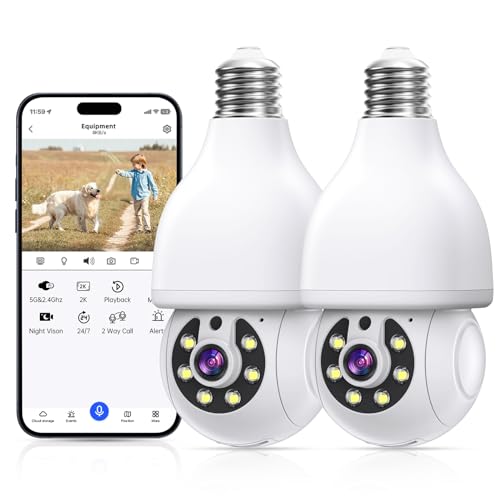 2-Pack WiFi Light Bulb Security Cameras for Alexa