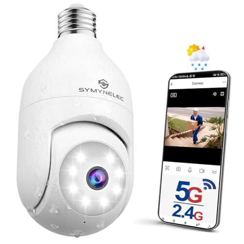 SYMYNELEC 5G Light Bulb Security Camera, Outdoor Waterproof