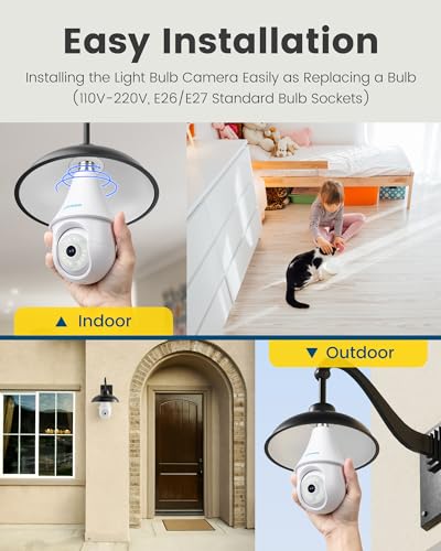 litokam 4MP Wireless Light Bulb Cameras for Home