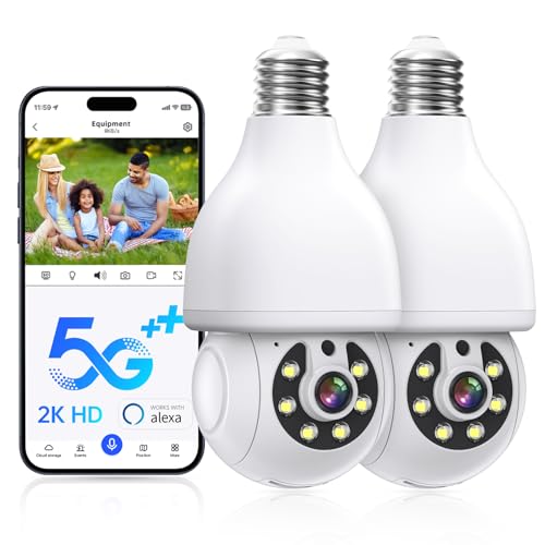 2-Pack Light Bulb Security Camera with Alexa Integration
