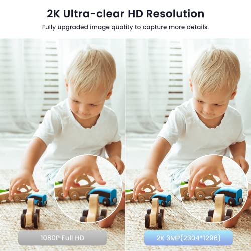 Smart Home Security Cameras with 2K Resolution, 2-Way Audio