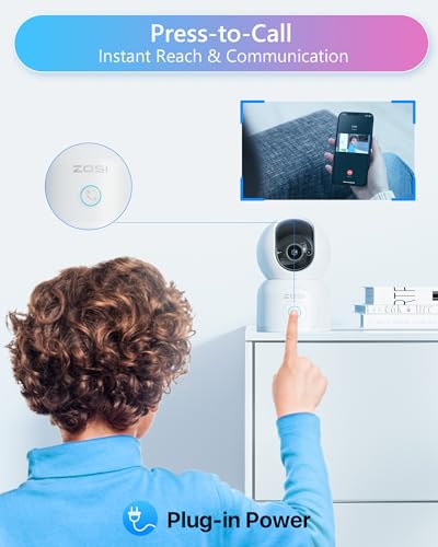 ZOSI 2K Pan/Tilt Smart Security Camera, Baby/Pet Monitor
