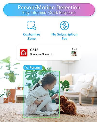 ZOSI 2K Pan/Tilt Smart Security Camera, Baby/Pet Monitor