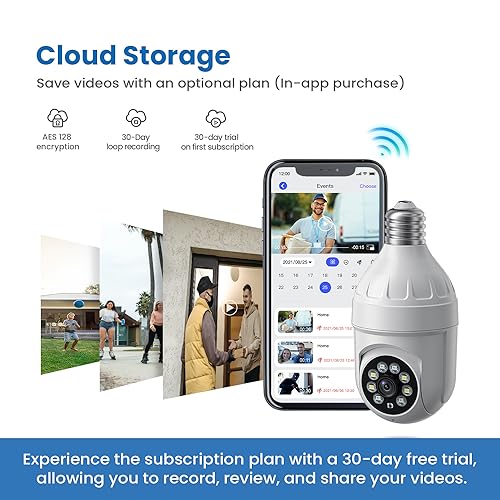 Smart Light Bulb Camera: Color Night Vision, AI Detection